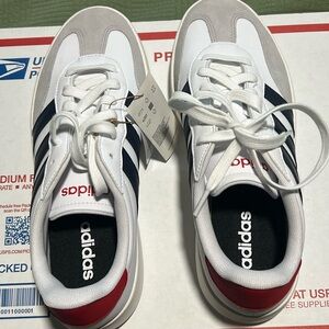 Adidas Barreda Athletic Shoes White Sneaker Blue Stripes Men Size 7 1/2 W 8 1/2